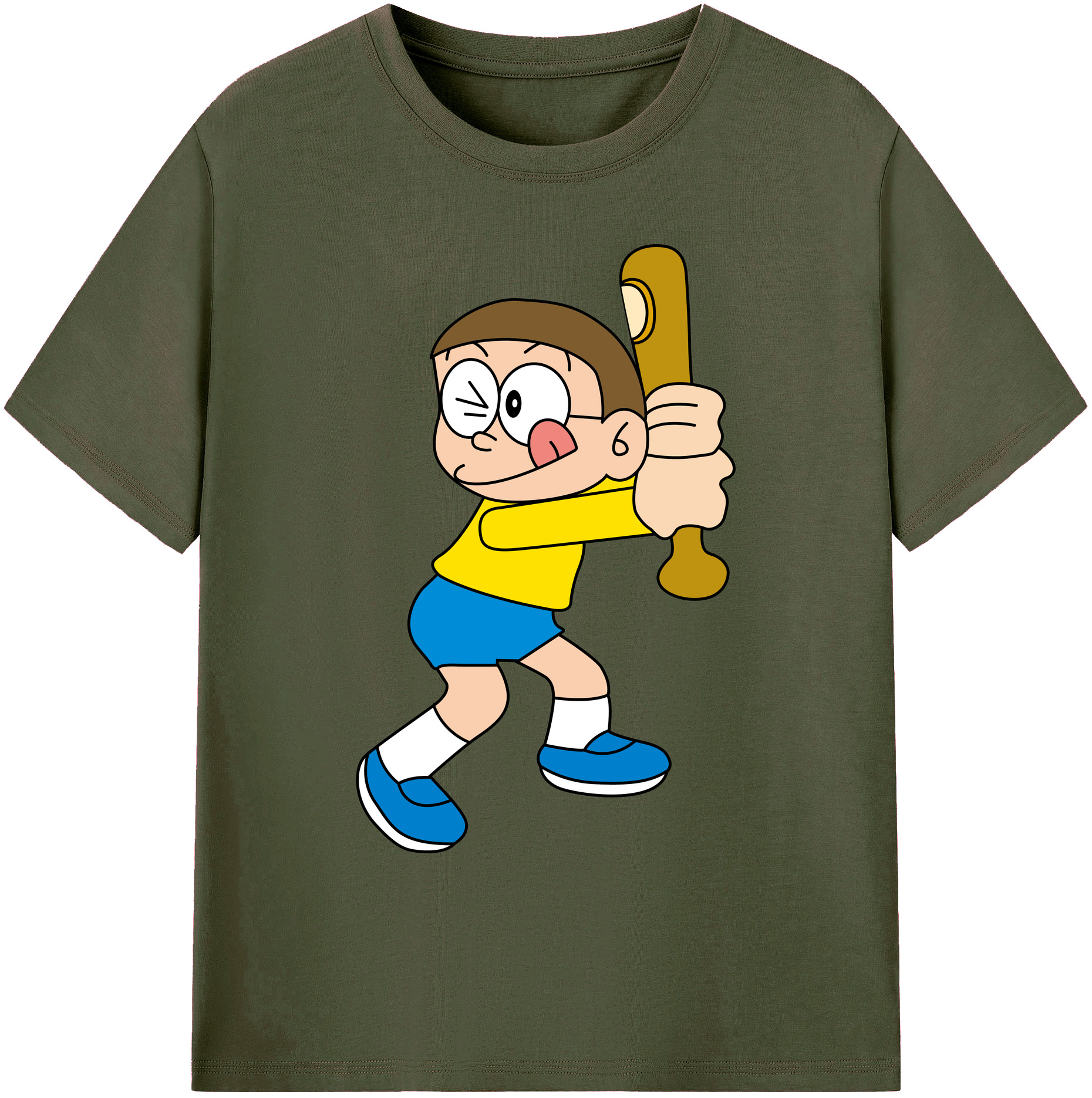 （画像用） ドラえもん 野比 のび太 Doraemon Nobita Nobi 綿100％ メンズ半袖Tシャツ｜肌触りやわらか＆通気性